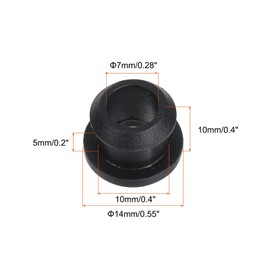 sourcing map 10Pcs Snap Rubber Grommet Hole Plug Mount Dia 10mm ID 7mm H 10mm Seal Anti-Scratch for Electrical Box Cable Pipe Black
