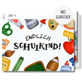 møij 12 x Invitation Cards for School Enrolment + Matching Envelopes – Beautiful Cards Made of Extra Strong Cardboard with Partial High Gloss Lacquer