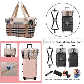 WANNES Large Capacity Travel Luggage Bag, Women's Tote Bag to Carry Airplane Fits Under Seat, Men's Short Business Carry-on Sports Gym Dry and Wet Separation Bag（Elegant Coffee）