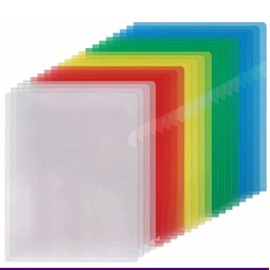 LOORIPRO Clear File A4 32 Pack Clear Holder, Set of 5 Colors, Yellow, Red, Blue, Green, 4 Colors x 6, Clear x 8, Document Storage, Document Storage
