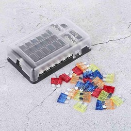Pegatina de 12 Vías con Luz LED, Bloque Impermeable Fusibles Cuchilla para Automóvil, Yate Marino y Vehículos Recreativos, Caja Portafusibles Universal Soporte Resistente