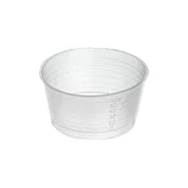 Gallipot 60ml with graduated measurements x 100. Polythene.