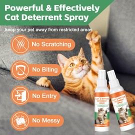 2 Pack Cat Deterrent Spray, Natural Ingredients Cat Repellent Indoor and Outdoor, Effective Cat Scratch Deterrent Training Aid, Safe Cat Urination Deterrent for Furniture & Walls Protection