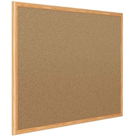 Mead Corkboard, Framed Bulletin Board, 3' x 2', Cork Board, Oak Finish Frame (85366)