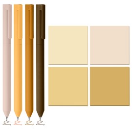 BAYTORY 320 Sheets Gradient Sticky Notes, 4 Pcs Rotatable Colored Gel Pens, Aesthetic Self-Stick Note & Multicolored Ink Pen, Colorful Memo Pads Easy to Post for Note Taking (Gradient Yellow)