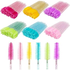 300 Cepillos de Cristal para Pestañas, Cejas Y Extensiones de Pestañas con Mango de Colores (6 Colores Surtidos).