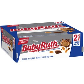 Baby Ruth Milk Chocolate-y Candy Bars, Bulk Ferrero Share Pack Candy, Perfect Valentine’s Day Gift, 3.3 oz (Pack of 18)