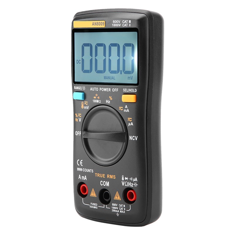 ANENG AN8009 Handheld AC/DC Resistance LCD Display Digital Clamp Meter