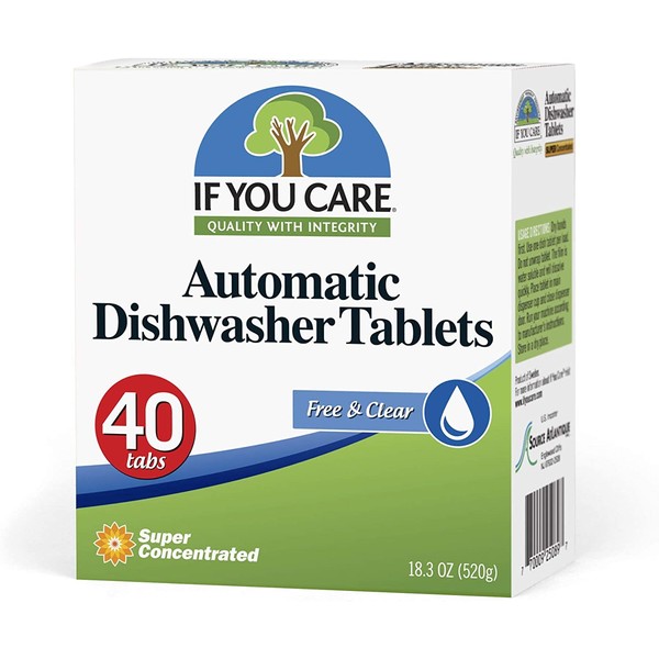 If You Care Dishwasher Tablets – 40 Count – Powerful, Plant Based, Concentrated, Biodegradable, Natural Dish Cleaner Detergent, Dishwashing Soap Tabs