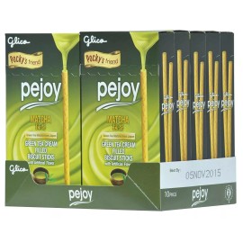 GLICO 10 PACK PEJOY  MATCHA GREEN TEA CREAM FILLED BISCUITS STICKS