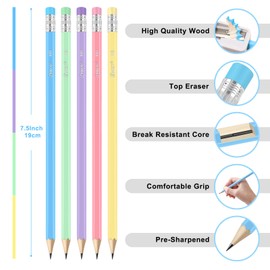 ZWlOT Wood-Cased Pencils,Pre-Sharpened,Pastel Colors,175 Count #2 HB Pencils with Eraser Bulk,Assorted Colors,School Classroom Teacher Supplies Gifts