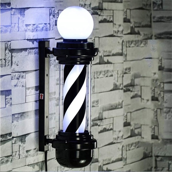 MIUXIU Barber Pole Black White LED Light,Traditional Barber Pole Outside Barber Shop Rotating Light Sign Light Box Rainproof Hairdressing Salon Save Energy Wall Lamp (68x26CM)
