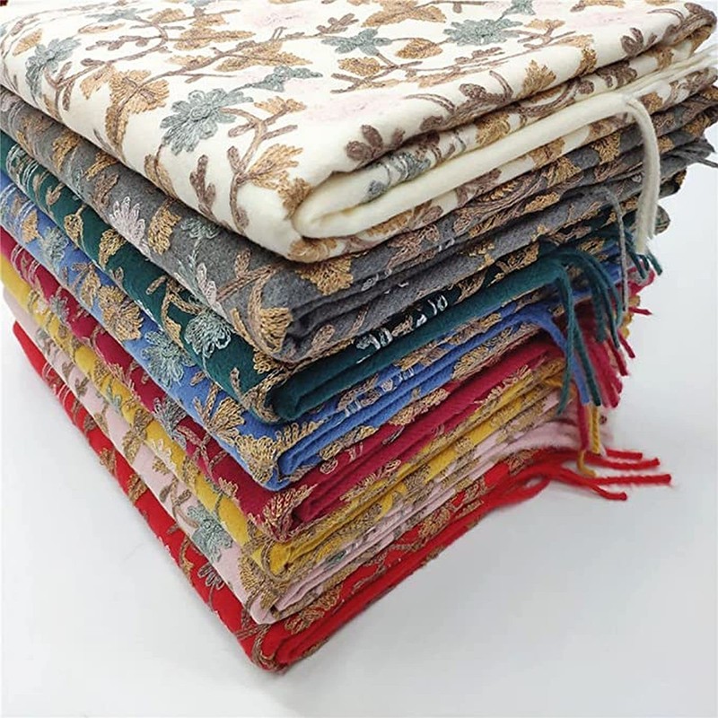 GFM® EMBSHL-1-OSFD Embroidered Cashmere Texture Wool Pashmina Scarf Autumn Winter