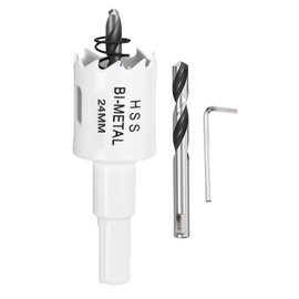 CoCud 15/16" (24mm) Hole Saw, M42 Bi-Metal Hex Shank Hole Cutters with 2pcs Drill Bit - Cutting Tool for Thick Metal Board Alloy Steel Plate. White