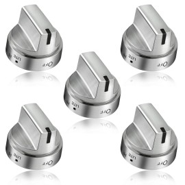 DPHealth 5PCS Stainless Steel Control Knob Compatible with GE Gas Range Stove WB03X24818