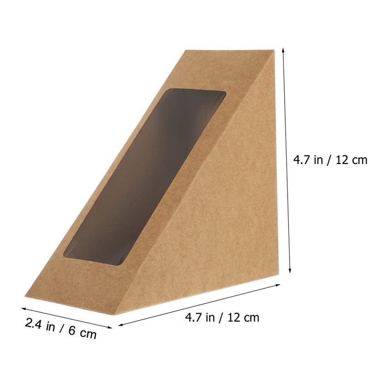 Yardwe 50pcs Triangle Sandwich Boxes with Window Kraft Paper Sandwich