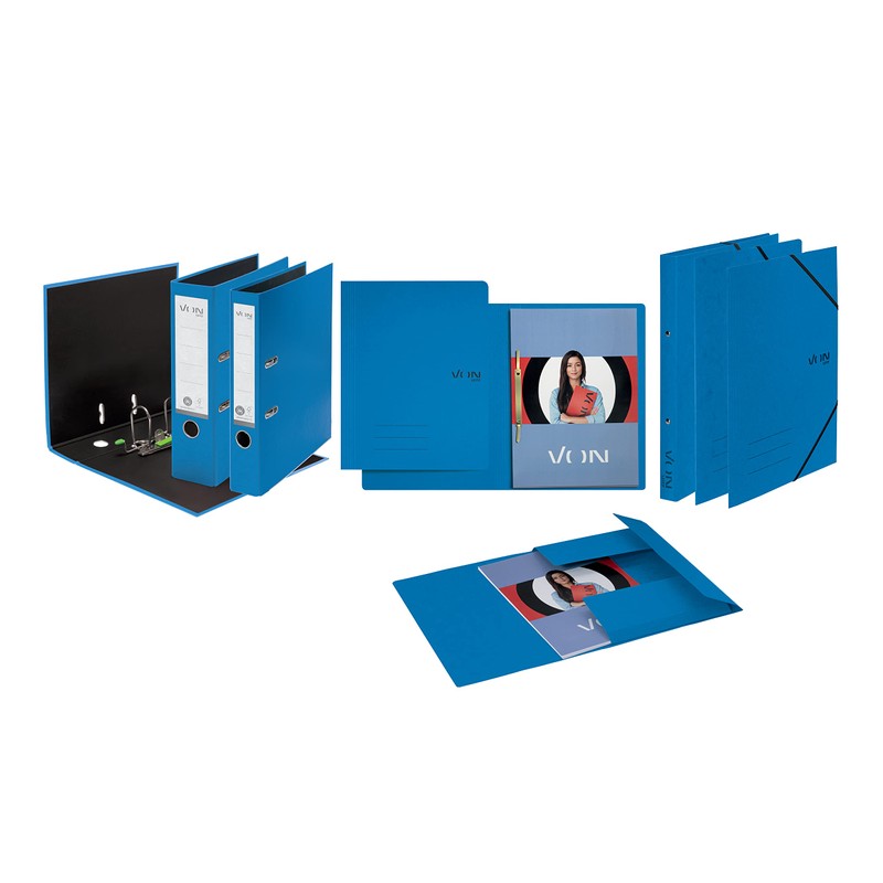 VON Pack of 10 A4 File Folders, Cardboard, with Stapling