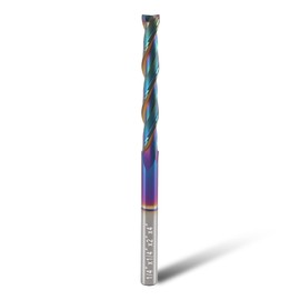 BFVV Extra Long Upcut Spiral Router Bit 1/4 inch Shank, 1/4 Inch Cutting Diameter, 2 Inch Cutting Length with DLC Coating, 4 Inch Overall Length - Solid Carbide CNC End Mills for Wood Carving