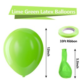 Bezente Lime Green Latex Party Balloons - 100 Pack 12 inch Light Green Balloons Round Helium Fruit Green Balloons for Birthday Dinosaur Jungle Baby Shower Party Decoration