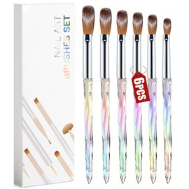 DMQ Acrylic Nail Brush Set, 6Pcs 4/6/8/10/12/14 Professional Nail Brushes for Acrylic Application Acrylic Powder Nail Art Extension, Builder Gel Brush 3D Nail Carving for DIY Home Nail Art Tools Kit