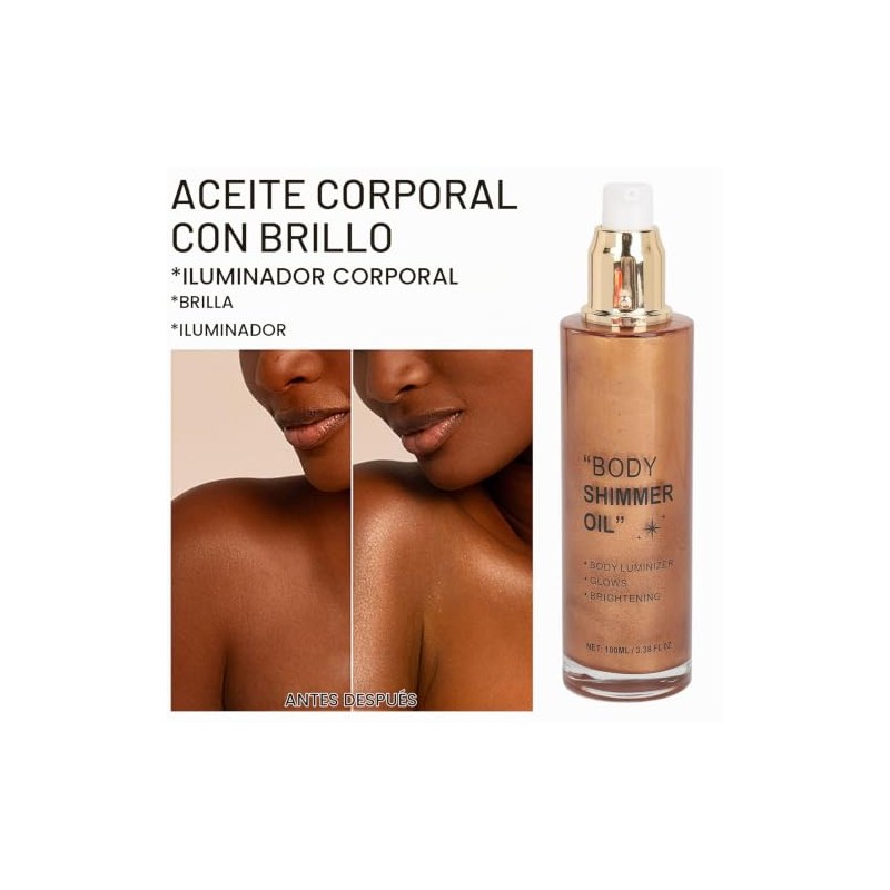 Aceite Iluminador Corporal, Brillo Largo No Graso 100ml