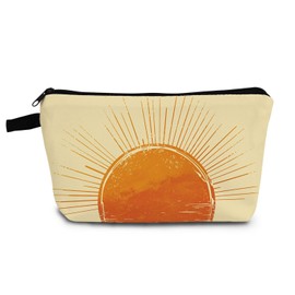YULUENZE Sunshine Present Sunshine Ray Aesthetic Makeup Bag Accessories Golden Sun Cute Small Organizer Bag with Zipper Boho Decor Toiletry Cosmetic Bag Birthday Presents for Women Friends