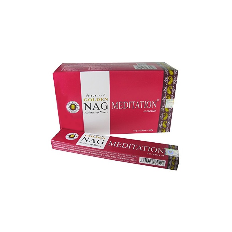 Golden Nag Meditation Agarbathi Incense Sticks 12 x 15g Packs