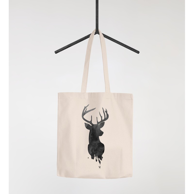 Autiga® Jute Bag Shopping Bag Deer Antlers Watercolour Deer Cotton