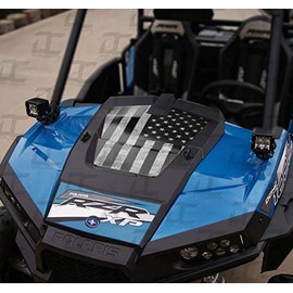 Decal Concepts Hood Decal Graphic Accent Kit - American Flag Style - for Polaris RZR 1000 (Distressed Black & White Flag Version)