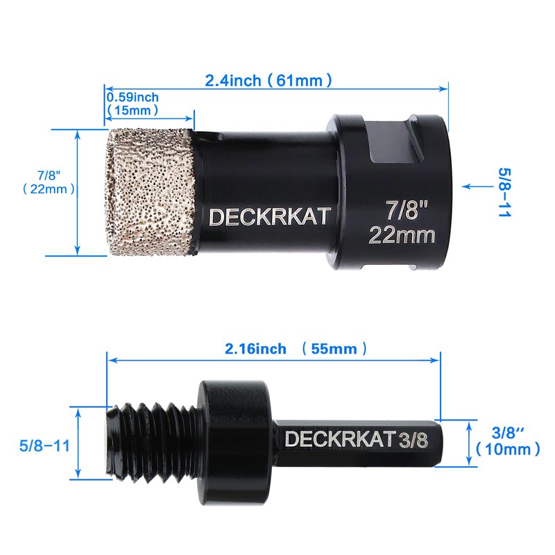 Diamond Core Drill Bit Vacuum Brazed 7/8" 22mm Diamond Hole