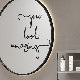 JIEYAO 2-Pack You Look Amazing Mirror Decal, 11.8"x3.54" Mirror Vinyl Decal Bathroom Wall Decor Positive Affirmation Sticker for Bathroom Decor (Black)