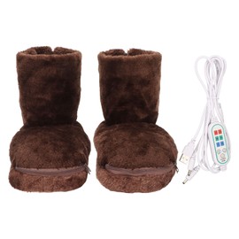 Electric Heated Shoes Relieve Discomfort Keep Warm Washable USB Heating Shoes for Winter Brown