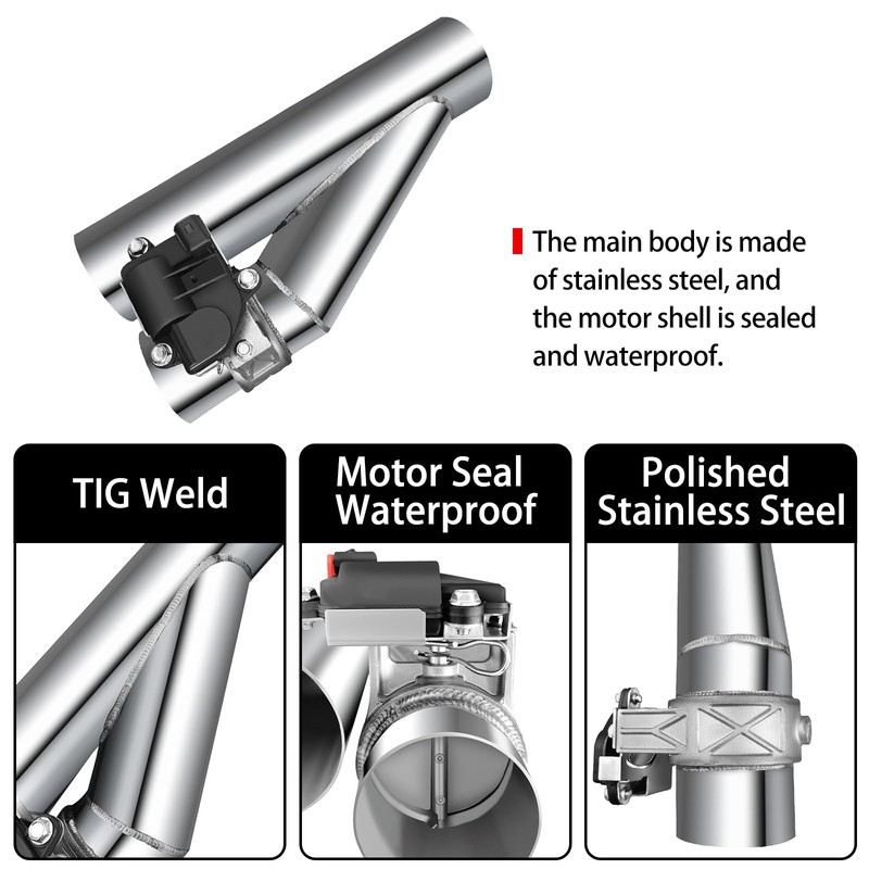 Peastorm Electric Exhaust Cutout 2.5 Inch with Elbow Muffler Valvetronic