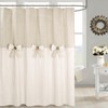 DOSLY IDÉES Farmhouse Linen Shower Curtain,Bowknot,Cotton Blend Fabric,Pleated Beige Stripe,Country