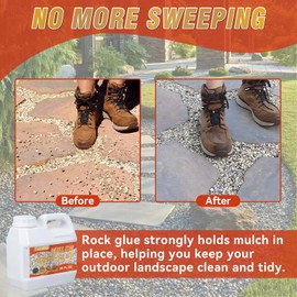 Mulch & Rock Glue for Landscaping, Strong Gravel Glue, Easy Hold Rock, Gravel, Bark, and Most Mulchs, Heavy Duty, Weather Resistant (35 OZ)