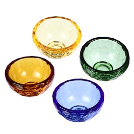 IMIKEYA 4pcs Buddhist Water Offering Bowl Crystal Holy Water Bowl Religion Container Glass Buddha Cup Mini Votive Tealight Holder for Yoga Meditation Altar Buddhist