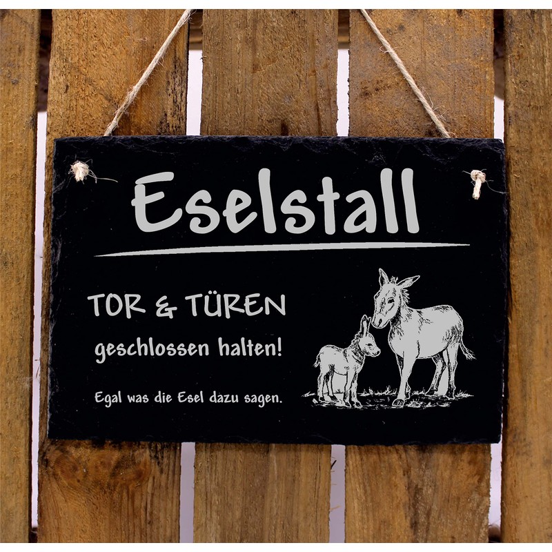 Dekolando Donkey Sign Slate Engraved - Donkey Stable Gate &