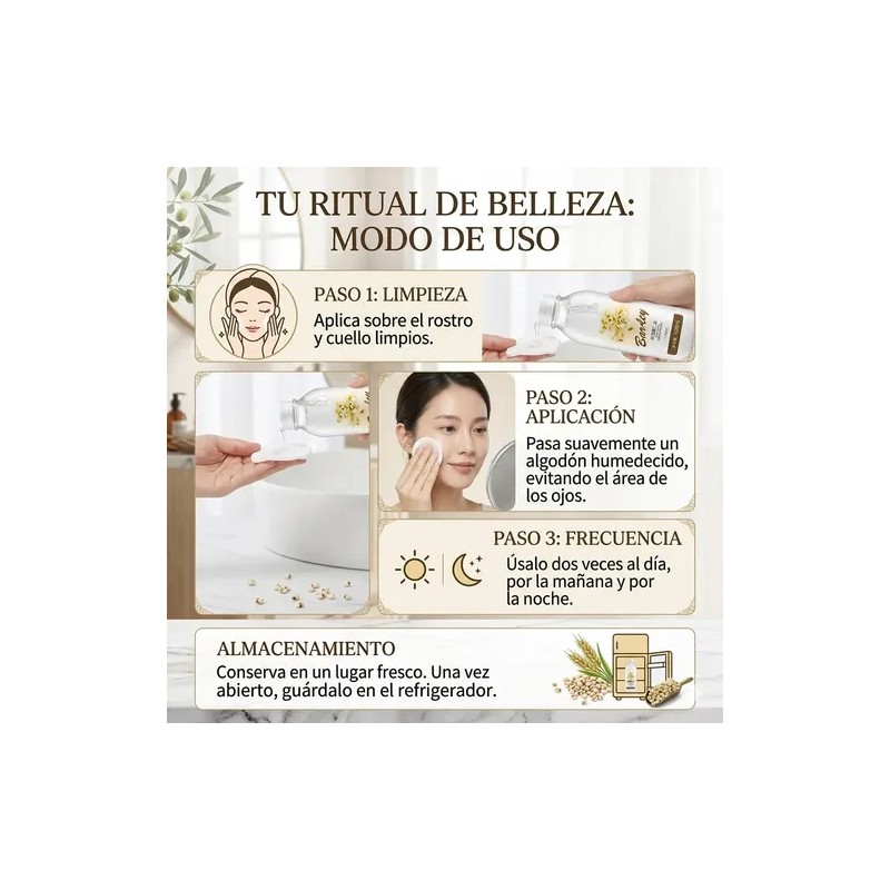 Tónico Facial Cebada Elimina Impureza Nutre Hidrata 3 Pz