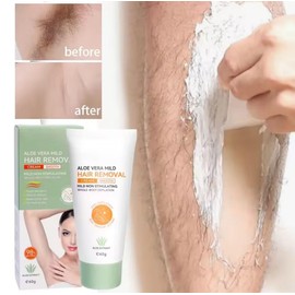 Crema Depilatoria con Aloe Vera Suave + 1 Par De Mascarilla De Colageno Para Ojos Con Base De Oro, Inhibidor de Vello, Para Todo el Cuerpo, , Elimina Ojeras Y Líneas Finas, Reducir Las Bolsas De Los Ojos, 1 Unidad, 60g