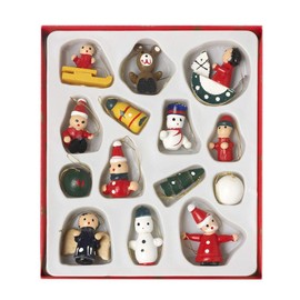 Luck and Luck Small Hanging Christmas Wooden Twiggy Tree Decorations x 14