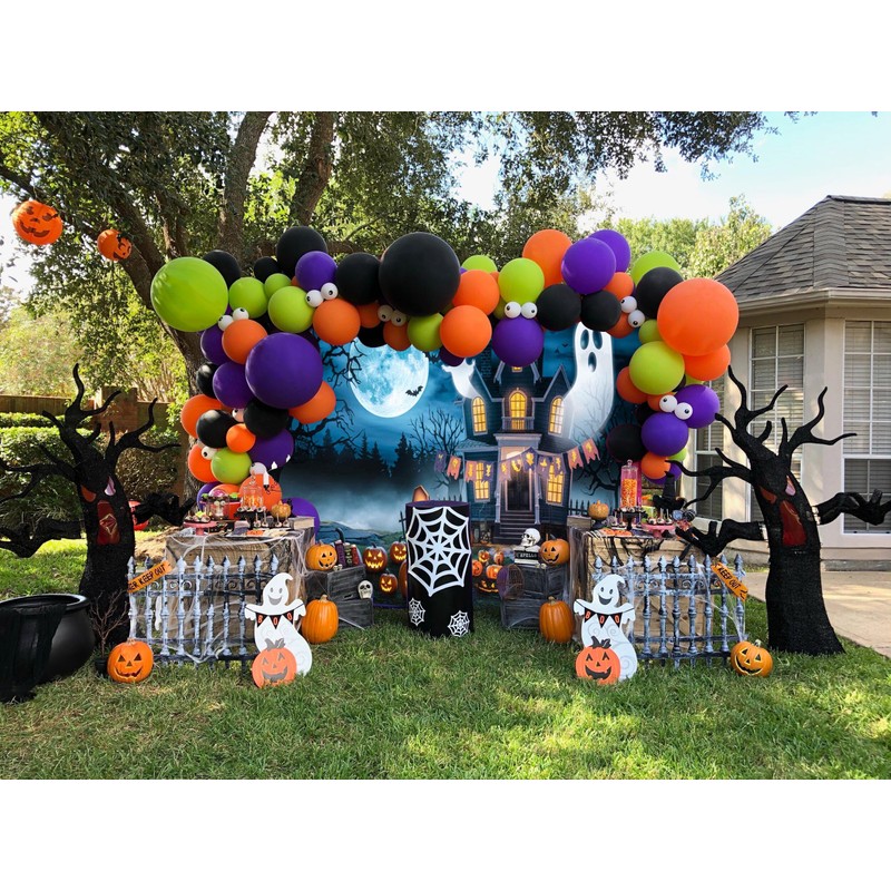 Halloween Backdrop 10x8ft Happy Halloween Party Backdrop Haunted Castle Ghost