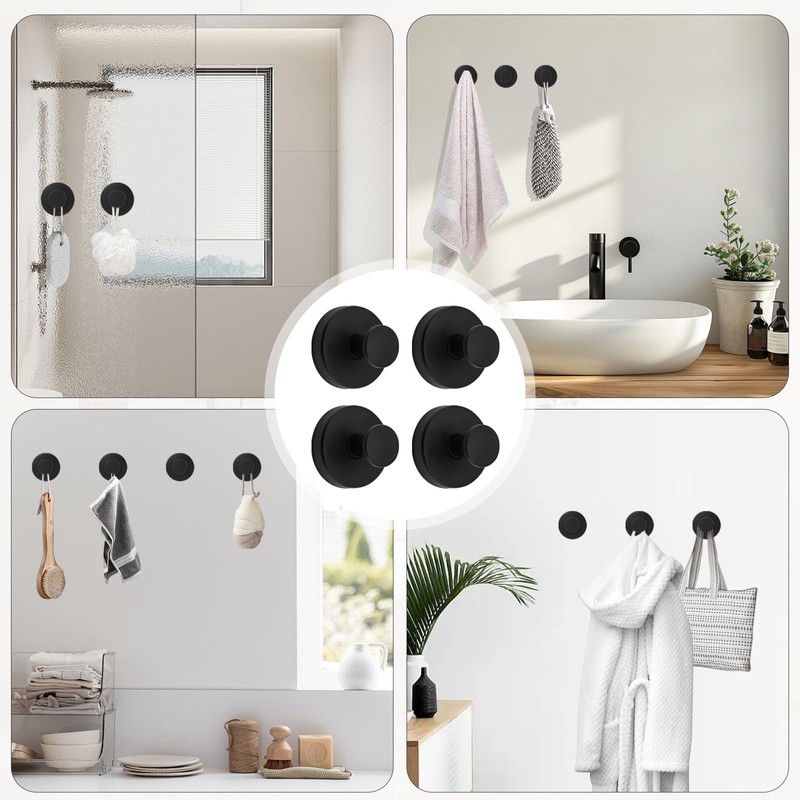 lafo Pack of 4 Roha Suction Cup Hooks, Towel Holder