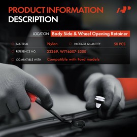 A-Premium 50PCS Nylon Retainer Clip Fasteners Compatible with Ford Transit 2015-2018, Transit-150 2015-2018, Transit-250 2015-2018, Transit-350 2015-2018, Transit-350 HD 2015-2018, EcoSport 2018