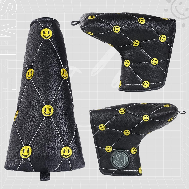 Golf Blade Putter Club Head Cover Pingtype Magnetic Black PU