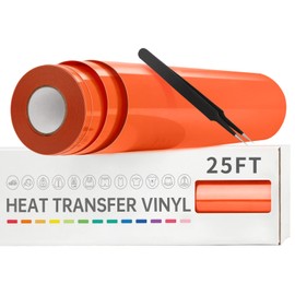 VinylRus Heat Transfer Vinyl-12” x 25FT Iron on Vinyl Roll for Shirts, HTV Vinyl for Silhouette Cameo, Easy to Cut & Weed(Orange)