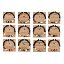 Pingyongchang Chakra Zodiac Bracelets for Women Her Luck 12 Constellations Inspiration Healing Crystal Stone Beads Bracelet Birthday Zodiac Gifts Horoscope Spiritual Bracelet for Men-Leo