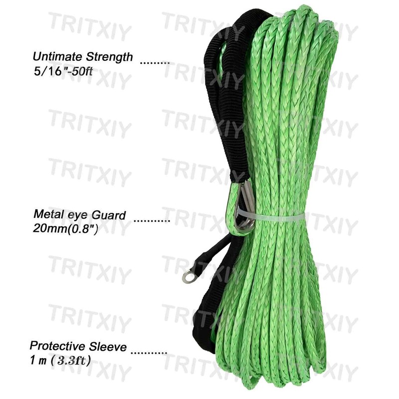 Synthetic Winch Rope 5/16 Inch x 50 ft 8300LBs with