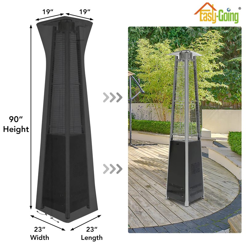 Easy-Going Pyramid Torch Patio Heater Cover with Zipper and Storage
