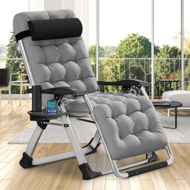 DoCred Comfy Chair, Folding Chair Recliner Chair for Bedroom and Living Room, Folding Reclining Patio Chairs Lounge Chair with Removable Cushion for Indoor Outdoor