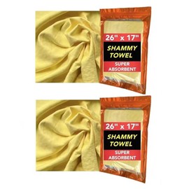 Premium Shammy Cloth for Car Drying - 2pk Bagged(26”x17”) - Super Absorbent Synthetic Chamois Towel for Car - Reusable Car Drying Shammy - Scratch-Free Car Drying Towel(Yellow & Yellow)
